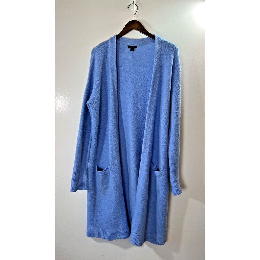 Halogen Womens Wool Blend Duster Cardigan Size M Periwinkle Blue Soft Warm‎ Cozy